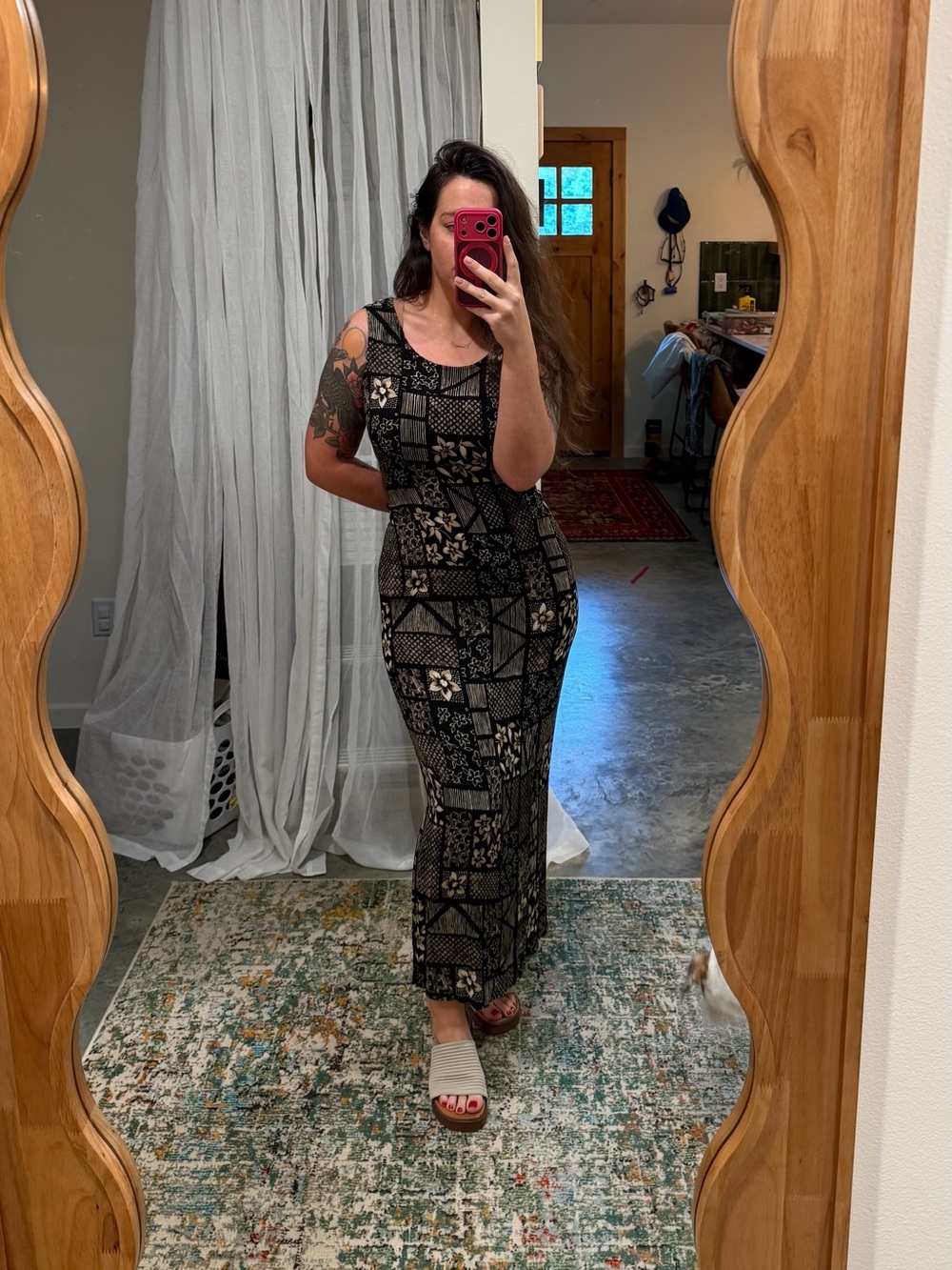 90s Vintage floral Patterned Maxi Dress -